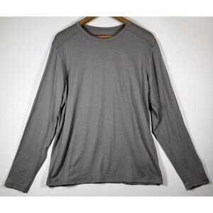 Karbon Shirt Mens Large Gray 100% Merino Wool Long Sleeve Lightweight Pullover